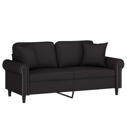 Canapé 2 places avec oreillers décoratifs noir 140 cm velours 622491622491