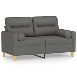 Canapé 2 places avec oreillers gris foncé 120 cm tissu 622492622492