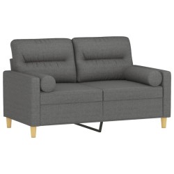 Canapé 2 places avec oreillers gris foncé 120 cm tissu 622492622492