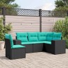Salon de jardin 5 pcs avec coussins noir résine tressée 622495622495