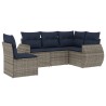 Ensemble de canapé de jardin 5 pcs avec coussins gris résine tressée 622499622499