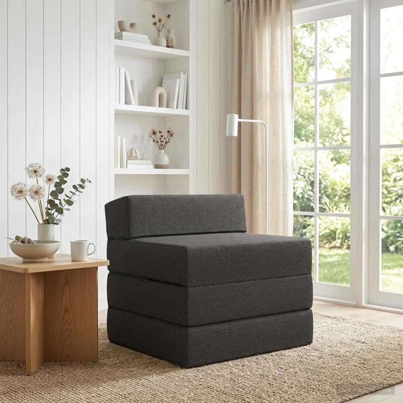 Canapé-lit pliable Gris foncé 200 x 70 x 15 cm Tissu 622505622505