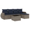 Ensemble de canapé de jardin 6 pcs avec coussins gris résine tressée 622507622507
