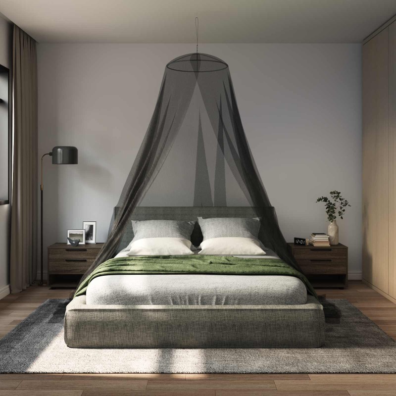 Ciel de lit anti-moustiques 156 mesh Noir ⌀56 x 220 cm 622508622508