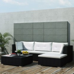 Salon de jardin 5 pcs avec coussins résine tressée noir 622510622510