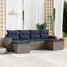 Ensemble de canapé de jardin 6 pcs avec coussins gris résine tressée 622515622515