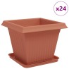 Pots de plantes 24 pcs Rouge brique 38 x 38 x 30 cm Plastique 622524622524