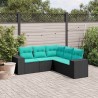 Salon de jardin 5 pcs avec coussins noir résine tressée 622541622541
