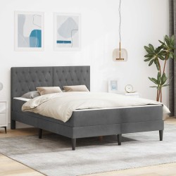 Cadre de lit avec matelas Gris foncé 140 x 200 cm Velours 622558622558