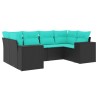 Salon de jardin 6 pcs avec coussins noir résine tressée 622559622559