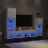 Unités murales TV avec LED 4 pcs blanc bois d'ingénierie 622567622567
