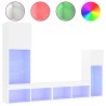 Unités murales TV avec LED 4 pcs blanc bois d'ingénierie 622567622567
