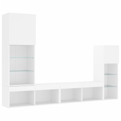 Unités murales TV avec LED 4 pcs blanc bois d'ingénierie 622567622567