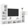 Unités murales TV avec LED 4 pcs blanc bois d'ingénierie 622567622567