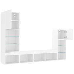 Unités murales TV avec LED 4 pcs blanc bois d'ingénierie 622567622567
