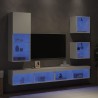 Unités murales TV avec LED 5 pcs blanc bois d'ingénierie 622576622576