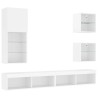 Unités murales TV avec LED 5 pcs blanc bois d'ingénierie 622576622576