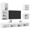 Unités murales TV avec LED 5 pcs blanc bois d'ingénierie 622576622576