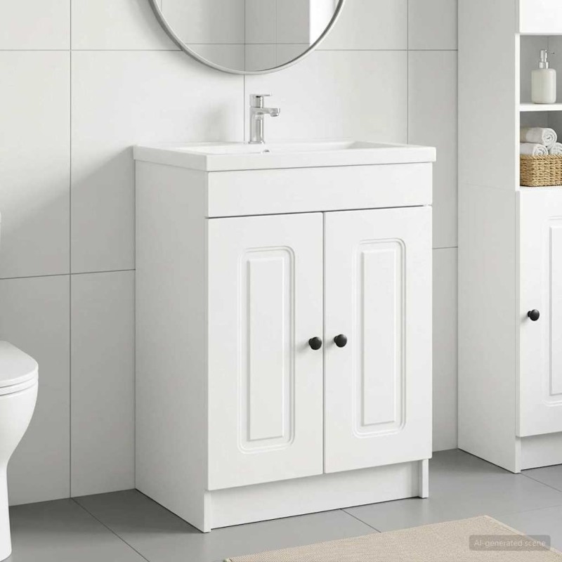 Armoire sous évier de salle de bain Blanc 56 x 37,5 x 81 cm 622581622581