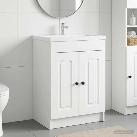Armoire sous évier de salle de bain Blanc 56 x 37,5 x 81 cm 622581622581