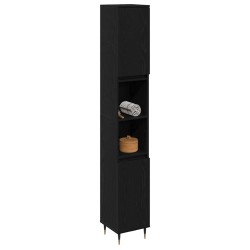 Cabinet de salle de bain avec porte Chêne noir 30 x 30 x 190 cm 622584622584