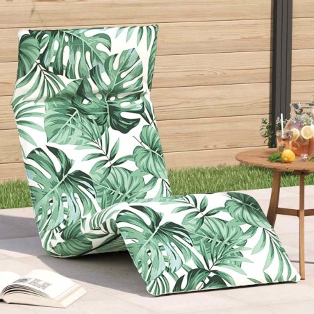 Transat pliant en tissu Oxford motif feuilles 175 x 54 x 8,5 cm 622586622586