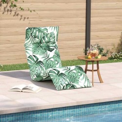 Transat pliant en tissu Oxford motif feuilles 175 x 54 x 8,5 cm 622586622586