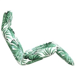 Transat pliant en tissu Oxford motif feuilles 175 x 54 x 8,5 cm 622586622586