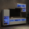 Unités murales TV avec LED 6 pcs blanc bois d'ingénierie 622588622588
