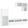 Unités murales TV avec LED 6 pcs blanc bois d'ingénierie 622588622588