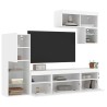 Unités murales TV avec LED 6 pcs blanc bois d'ingénierie 622588622588
