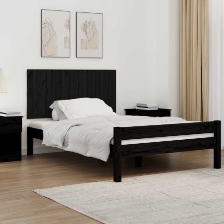 Tête de lit murale Noir 127,5x3x60 cm Bois massif de pin 622591622591