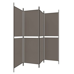 Cloison de séparation 4 panneaux Anthracite 200x180 cm Tissu 622597622597