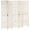 Cloison de séparation 5 panneaux Blanc 200x165 cm Bois manguier 622602622602