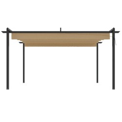 Tonnelle de jardin avec toit rétractable 4x3 m Taupe 622603622603