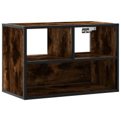 Meuble TV chêne fumé 60x31x39,5 cm bois d'ingénierie et métal 622611622611