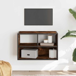 Meuble TV chêne fumé 60x31x39,5 cm bois d'ingénierie et métal 622611622611