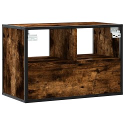 Meuble TV chêne fumé 60x31x39,5 cm bois d'ingénierie et métal 622611622611