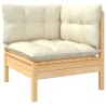 Salon de jardin 6 pcs avec coussins crème bois de pin 622614622614