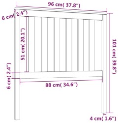 Tête de lit Noir 96x6x101 cm Bois massif de pin 622615622615