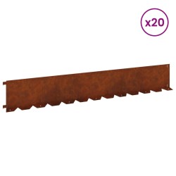 Bordure de Pelouse 20 pcs 102 x 15 x 4 cm Acier Rouillé 622616622616