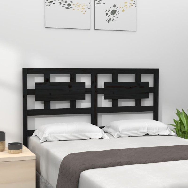 Tête de lit Noir 205,5x4x100 cm Bois massif de pin 622617622617