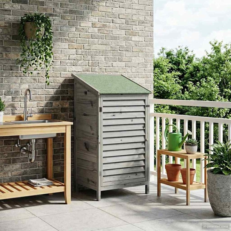 Abri de jardin Gris 59 x 56 x 113,5 cm Bois de Sapin Massif 622621622621