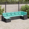 Salon de jardin 7 pcs avec coussins noir résine tressée 622622622622