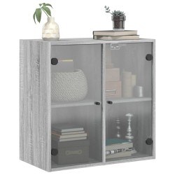 Armoire murale avec portes en verre sonoma gris 68x37x68,5 cm 622634622634