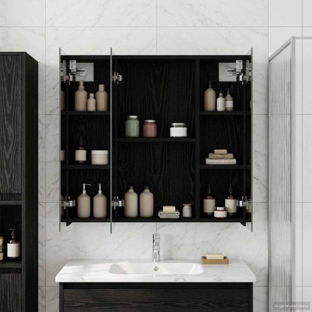 Armoire Miroir de Salle de Bain Chêne noir 70 x 14,5 x 70 cm 622635622635