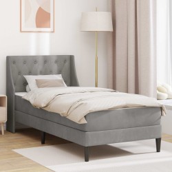 Cadre de lit avec matelas Gris clair 90 x 200 cm Velours 622638622638