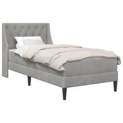 Cadre de lit avec matelas Gris clair 90 x 200 cm Velours 622638622638