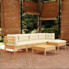 Salon de jardin 6 pcs avec coussins crème bois de pin 622645622645