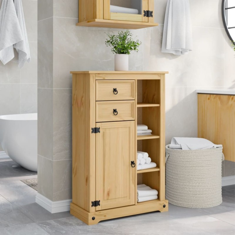 Armoire de salle de bain Corona 70x33x110 cm bois de pin massif 622646622646